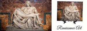 The Pieta statue image with sample ceramic tile announcing Renaissance Art category