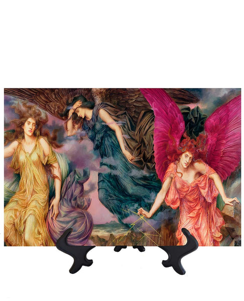 Main Choir of Angels - Angel art on ceramic tile & stand & no background