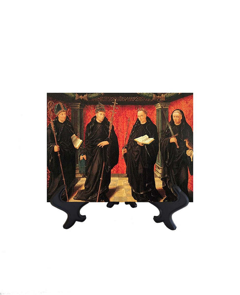 6x8 Painting of Benedictine Saints Boniface, Gregory the Great, Adelbert & Jerome on stand & no background
