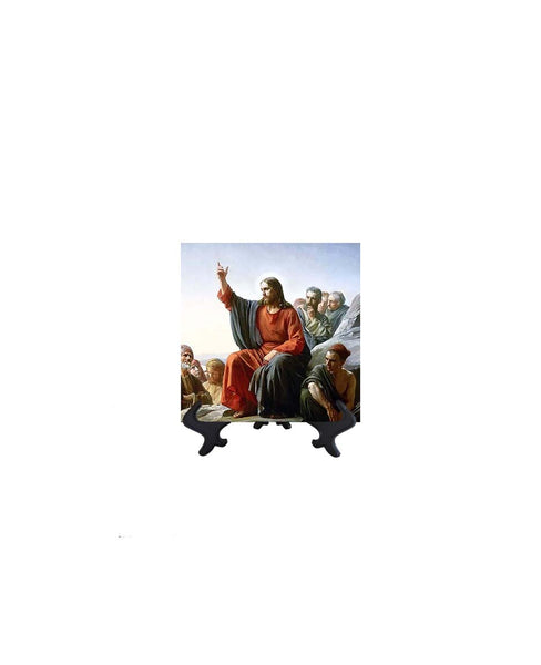 4x4  Jesus' Sermon on the Mount on ceramic tile & stand & no background