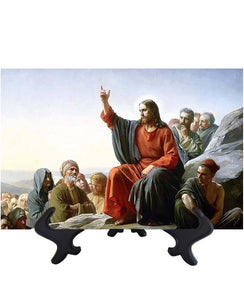 Main Jesus' Sermon on the Mount on ceramic tile & stand & no background