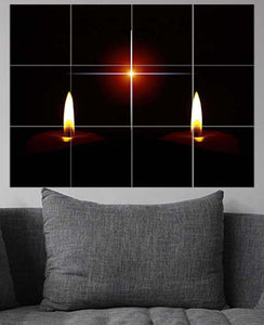 Candles & cross on wall & no background