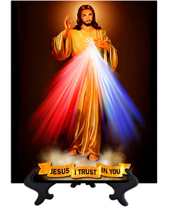 Main Divine Mercy Hyla Image on ceramic tile & stand with no background