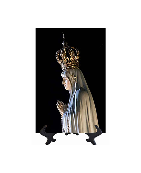 8x12 Our Lady of Fatima Pilgrim Virgin Statue on stand & no background