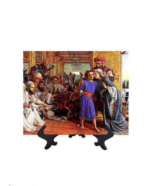 8x10  Finding of Jesus in the Temple on ceramic tile & stand with no background