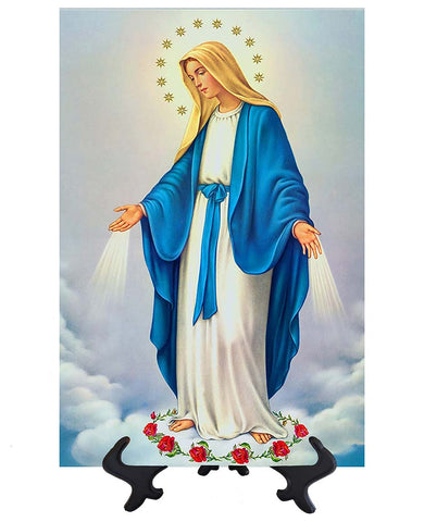 Main Immaculate Conception Portrait with Crown of Stars on stand & no background