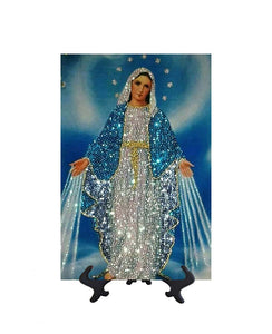 8x12 Immaculate Conception with sequins on stand & no background