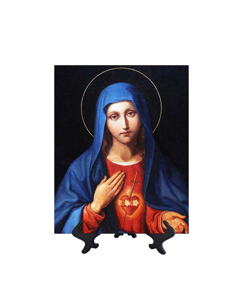 8x10 Immaculate Heart of Mary Mother of God with heart pierced by sword on stand & no background