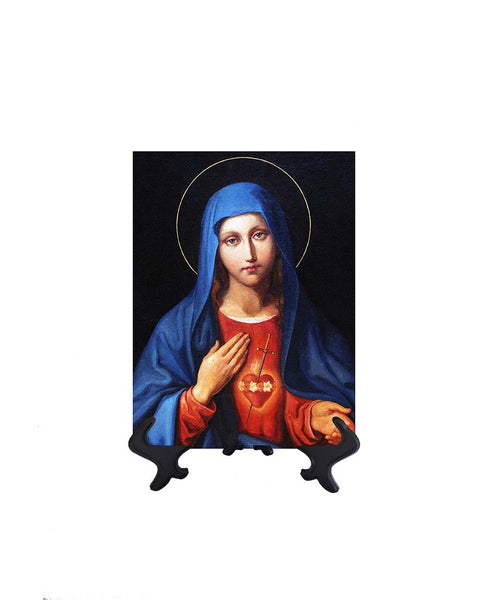 6x8 Immaculate Heart of Mary Mother of God with heart pierced by sword on stand & no background