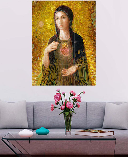 Immaculate Heart of Mary on wall & no background