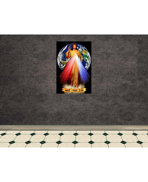 Divine Mercy Earth on wall 6 tiles & no background