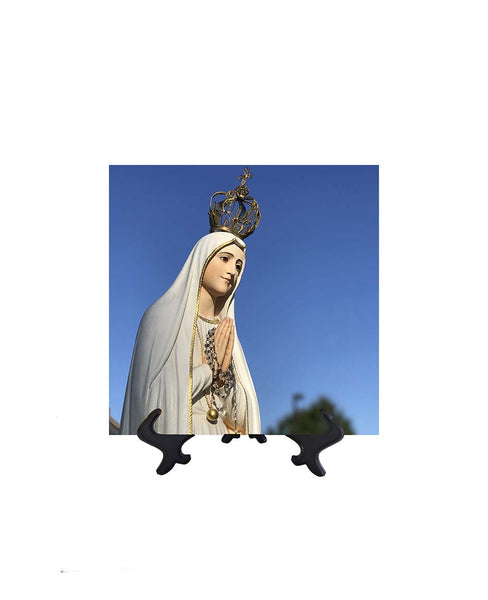 8x8 Our Lady of Fatima Statue on stand & no background