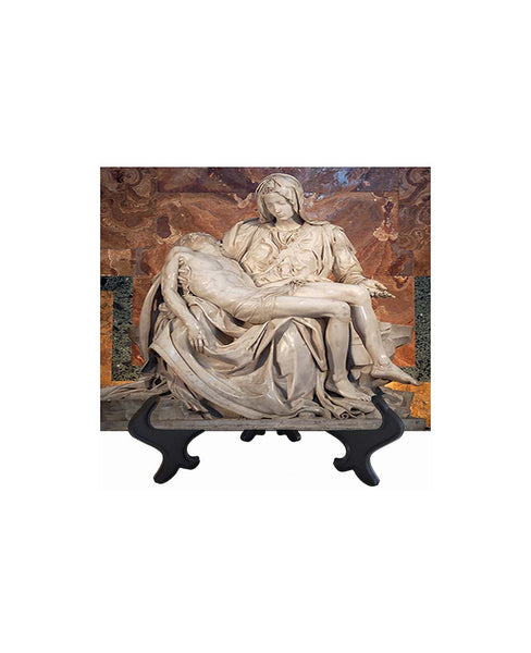 8x10 Photo of Michelangelo's Pieta statue on stand & no background