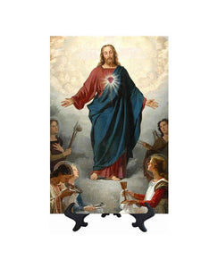 8x12 Sacred Heart of Jesus surrounded by angels on stand & no background