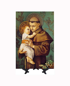 8x12 St. Anthony of Padua holding Baby Jesus on stand & no background