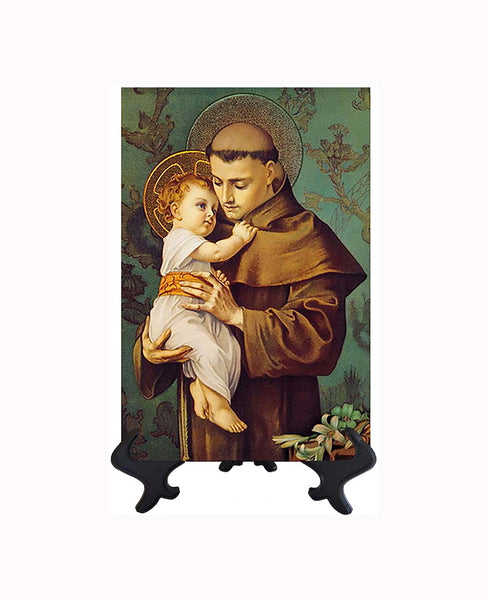 6x8 St. Anthony of Padua holding Baby Jesus on stand & no background