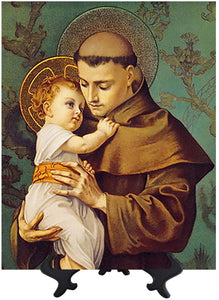 Main St. Anthony of Padua holding Baby Jesus on stand & no background