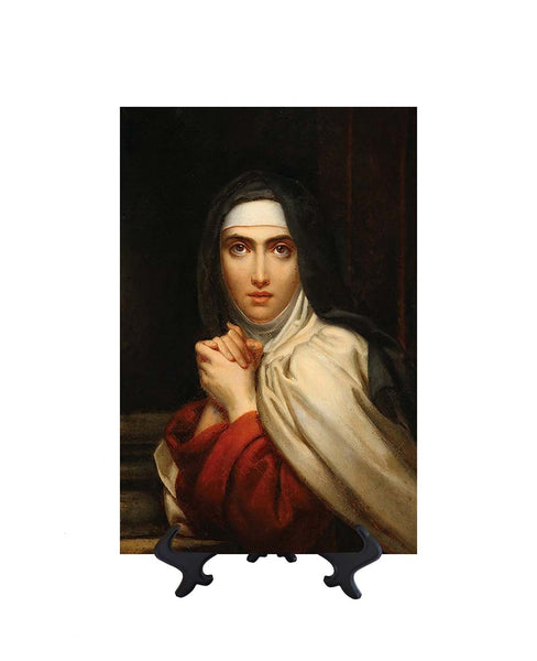 8x12 St Teresa of Avila on ceramic tile and stand & no background