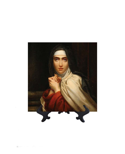 8x8 St Teresa of Avila on ceramic tile and stand & no background