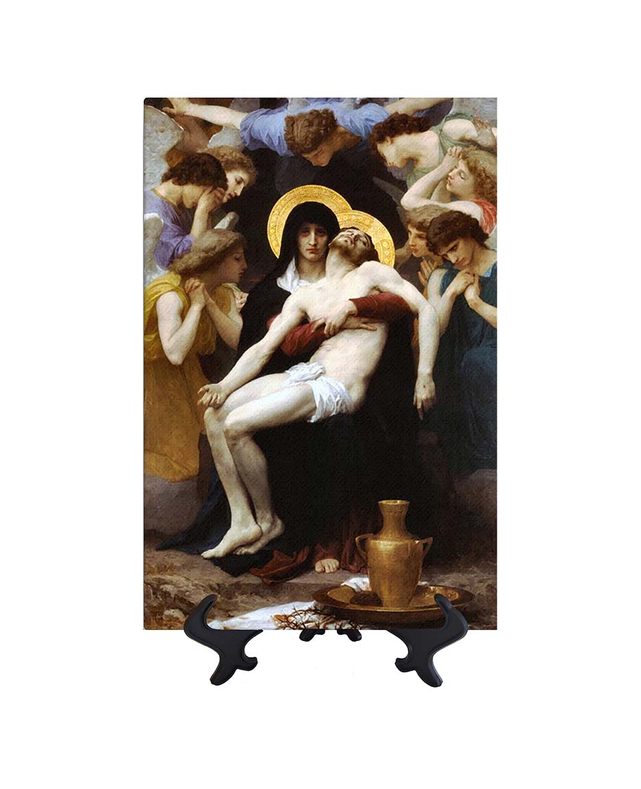 8x12 The Pieta Painting by William Bougereau on stand & no background