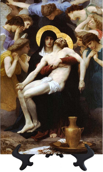 Main The Pieta Painting by William Bougereau on stand & no background