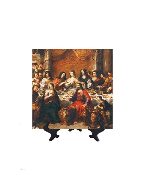 8x8 The Wedding Feast at Cana Renaissance Jesus Art on tile & no background