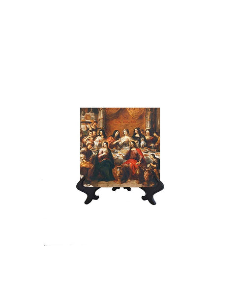 4x4 The Wedding Feast at Cana Renaissance Jesus Art on tile & no background