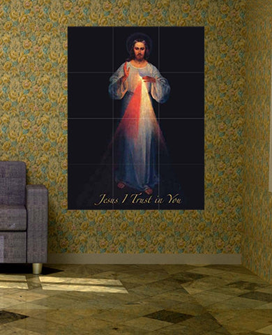 Vilnius version of the Divine Mercy image on wall & no background