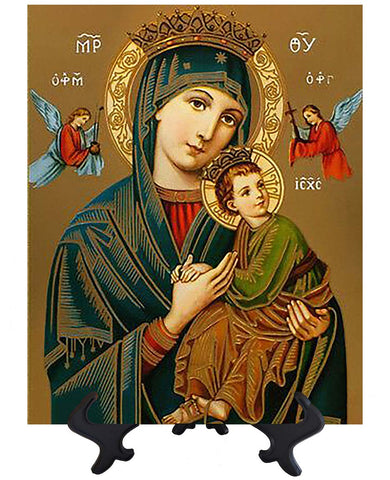 Main Our Lady of Perpetual Help holding the Christ Child on stand & no bckground