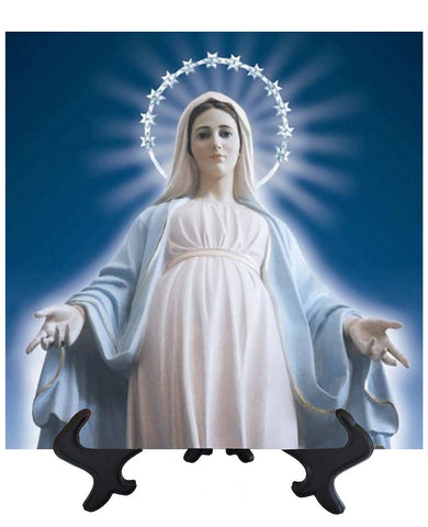 Main Immage of the Immaculate Conception Statue with Halo on stand & no background