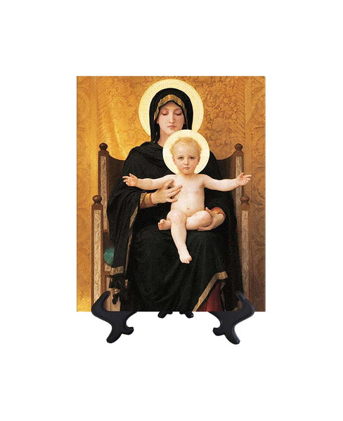 8x10 Virgin Mary with the Christ Child on ceramic tile & stand with no background