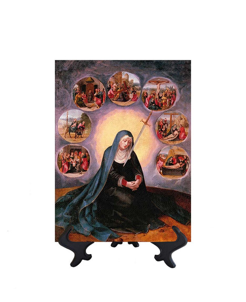 6x8 Our Lady of Sorrows - The Seven Sorrows of Mary on stand & no background