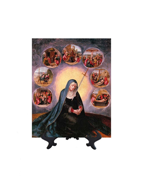 8x10 Our Lady of Sorrows - The Seven Sorrows of Mary on stand & no background