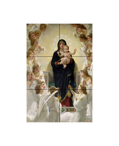 Virgin Mary holding the Christ Child surrounded by angels