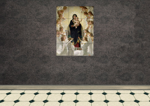 Virgin holding the Christ Child on wall & no background