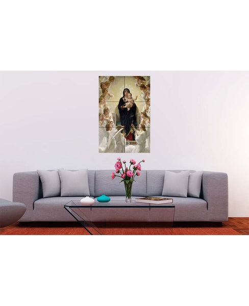 Virgin Mary with Baby Jesus & Angels on wall & no background