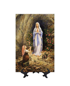 8x12 Our Lady of Lourdes in grotto on stand & no background