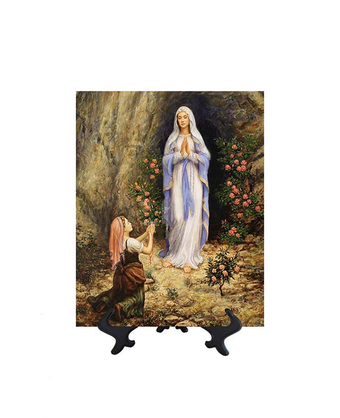 8x10 Our Lady of Lourdes in grotto on stand & no background